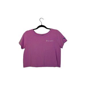 Champion Pink Heritage Cropped C Logo T-Shirt SM